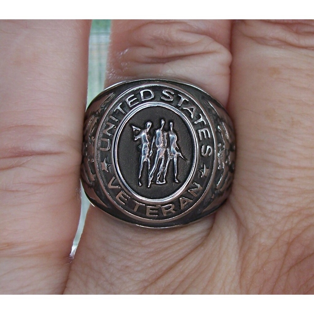 STAINLESS STEEL United States Veteran Epoxy Ring - Picture 4 of 14
